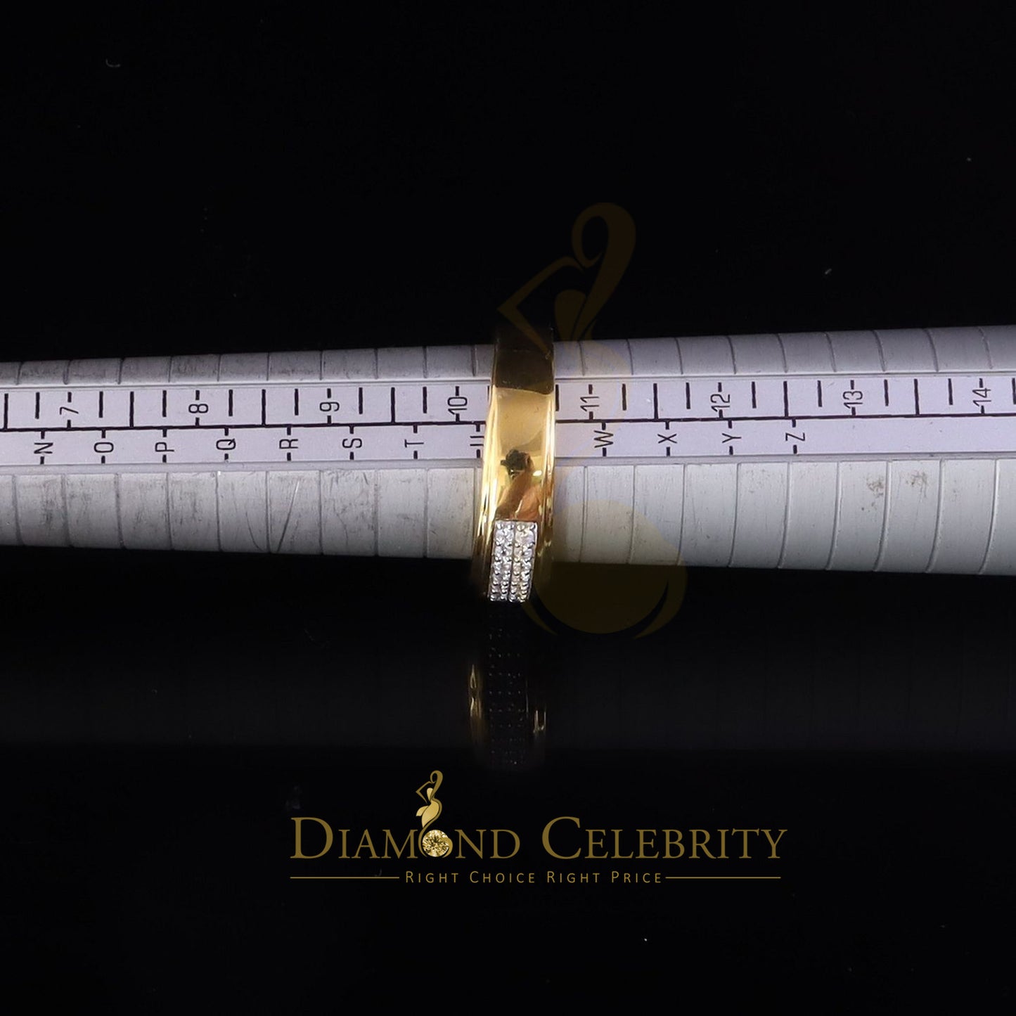 DiamondCelebritees Men's 1.25ct Cubic Zirconia 925 Yellow Sterling Silver Round Ring Size 10.5