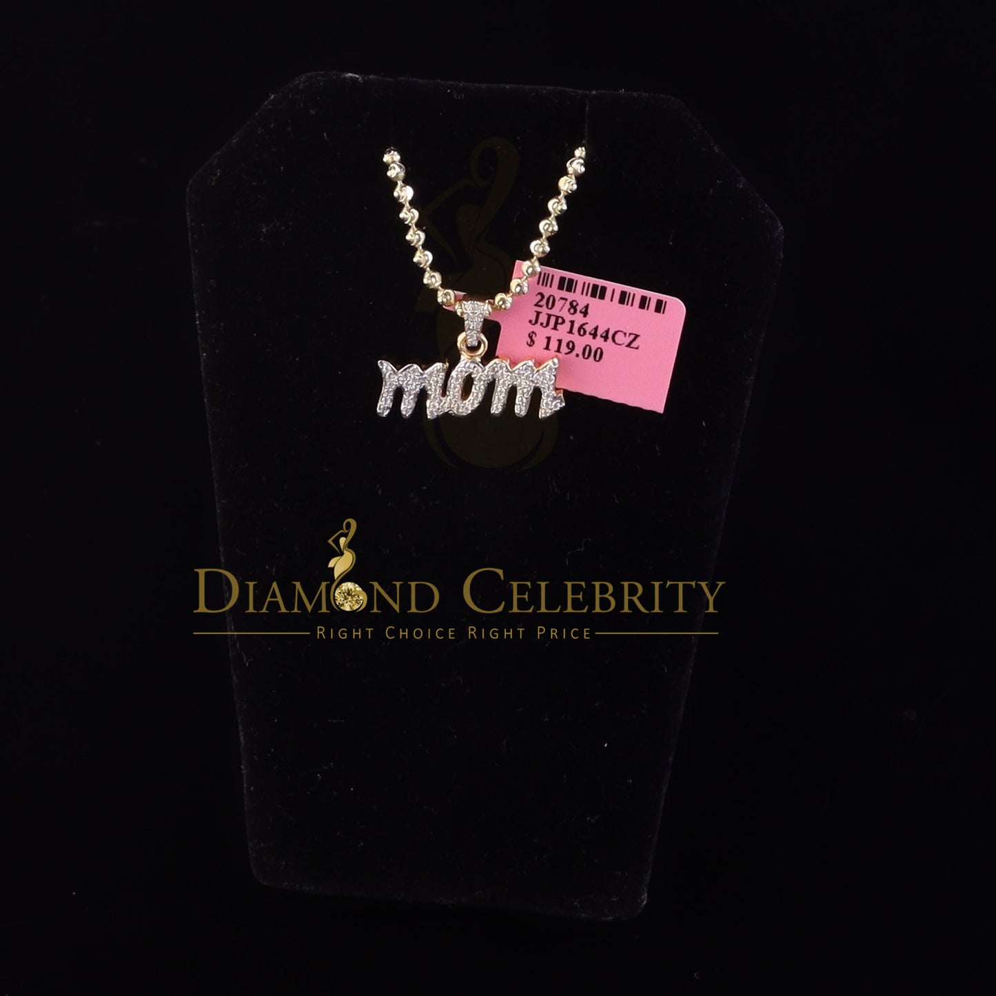 DiamondCelebritees Yellow Silver 0.61ct Cubic Zirconia "MOM" Pendant Special Offer @ Mother's Day