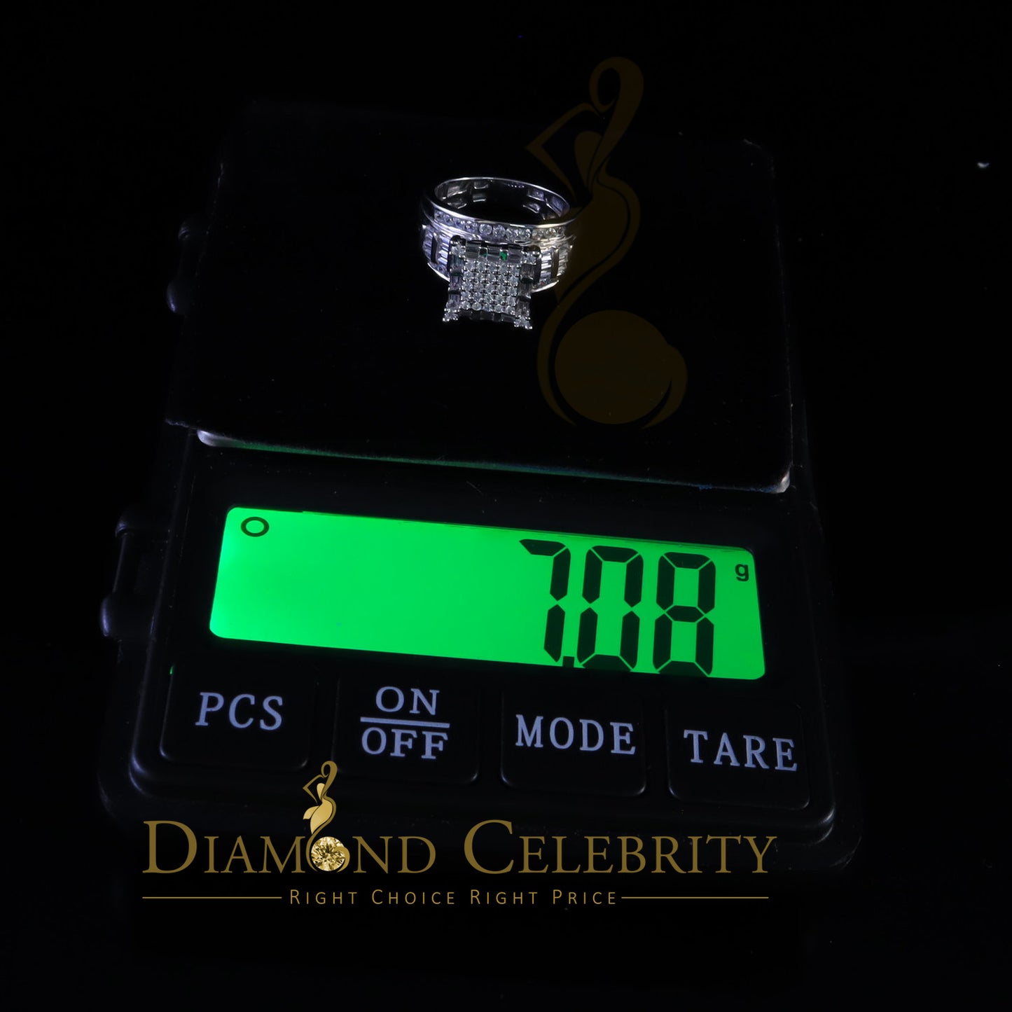 DiamondCelebritees 925 White Square 2.34 ct Cubic Zirconia Silver Engagement Womens Ring Size 7