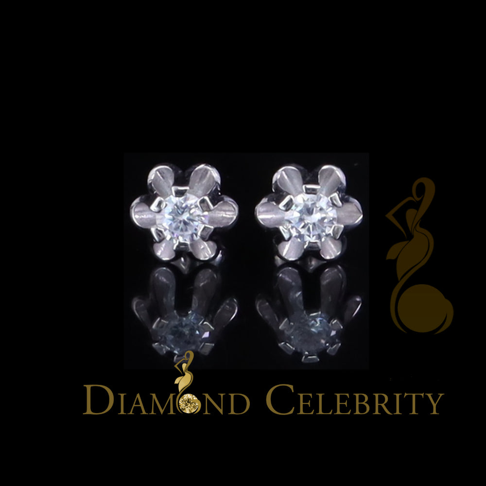 Diamondcelebritees 0.50ct VVS 'D' Moissanite 925 Silver White Buttercup Stud Earrings for Men&Women