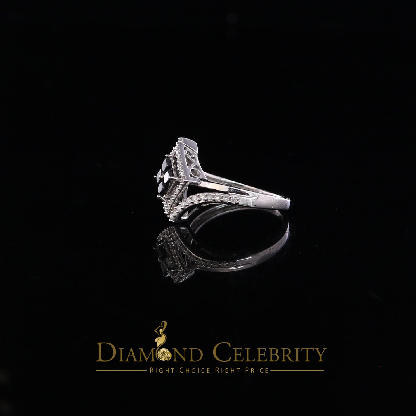 DiamondCelebritees Real 10kt White Gold with 0.50CT Real Diamond Four squrre FashionRing Size 6.5