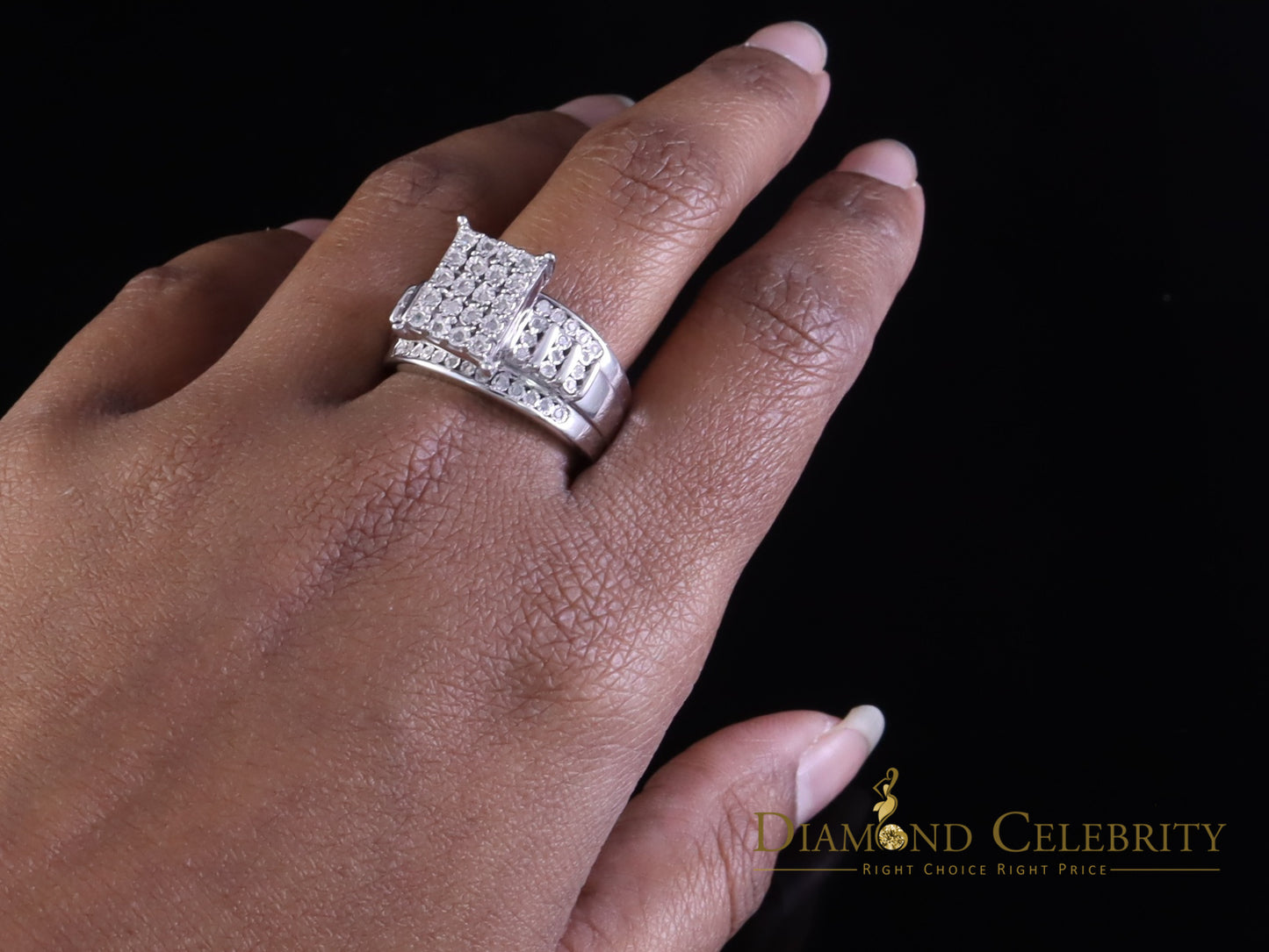 DiamondCelebritees Mirage 0.2ct Diamond Real Cinderella Rectangle 925 Silver White Womens Ring Sz 7