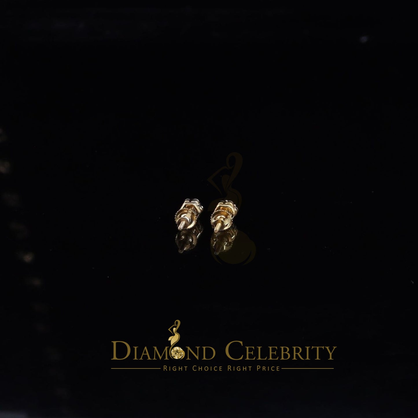 DiamondCelebritees Real 10K Yellow Gold Flower Stud 4.55mm Ladies Earring with Real 0.25CT Diamonds