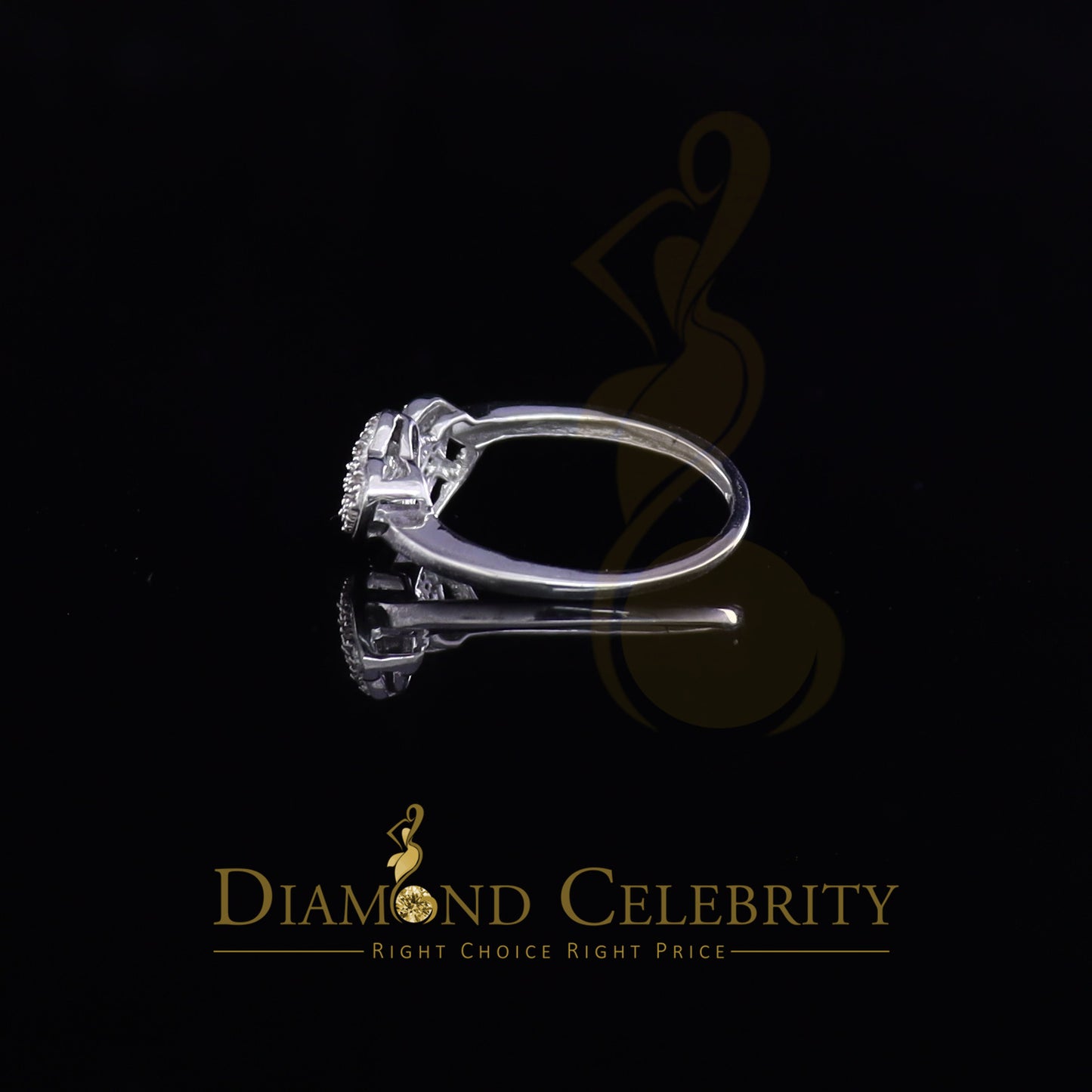 DiamondCelebritees 0.25 CT Real Diamond 925 Sterling White Silver Love Womens Heart Ring Size 7