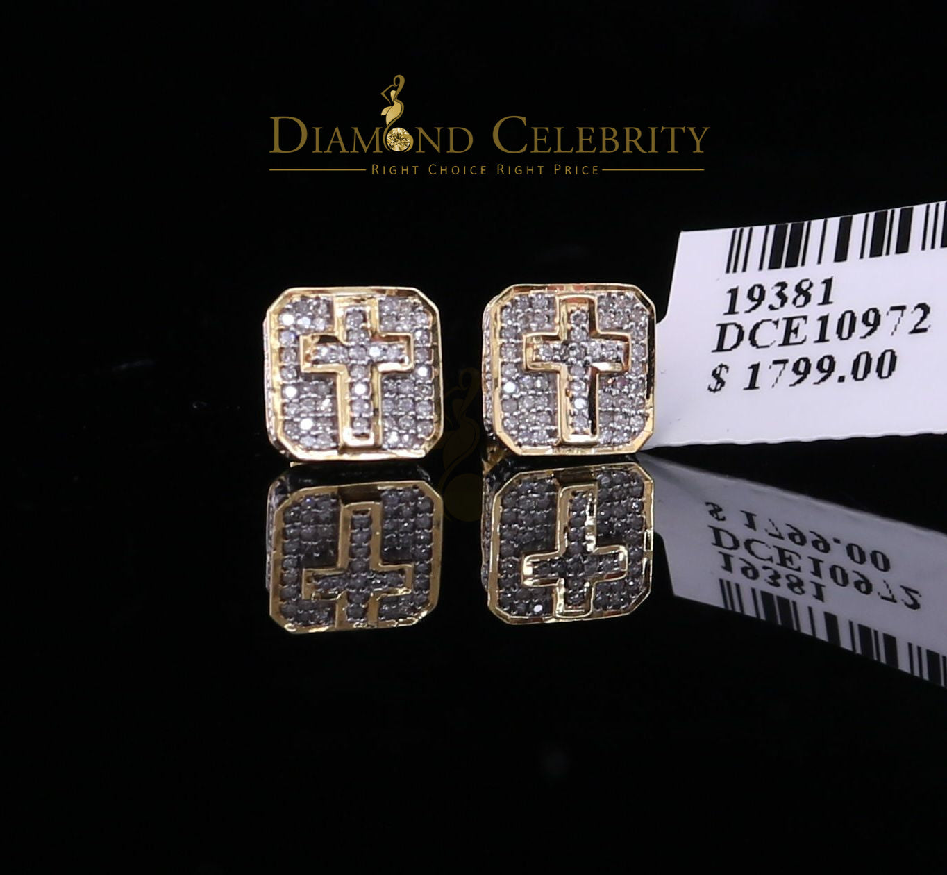 DiamondCelebritees10K Real Yellow Gold Real Micro Diamond 0.25CT Men's/Women's Stud Earring