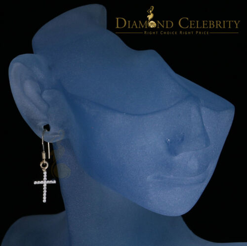 DiamondCelebritees Yellow 0.40ct Sterling 925 Silver Hip Hop Cross Dangling Women's & Men's Earring