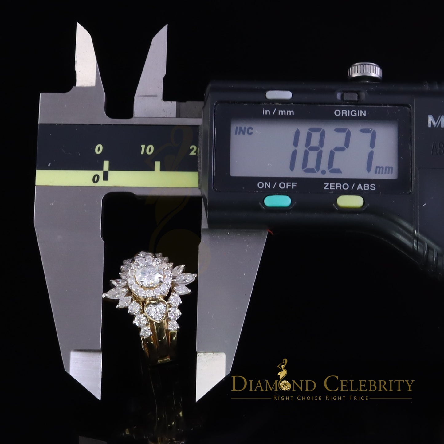 DiamondCelebritees 925 Silver Moissanite Yellow Solitaire Enhancer Guard Wrap Insert 2ct Ring SZ 7