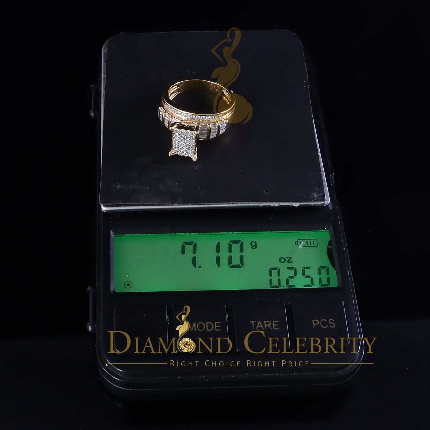 DiamondCelebritees 925 Sterling Yellow Silver 1.31ct Cubic Zirconia Cinderella Womens Rings Size 8