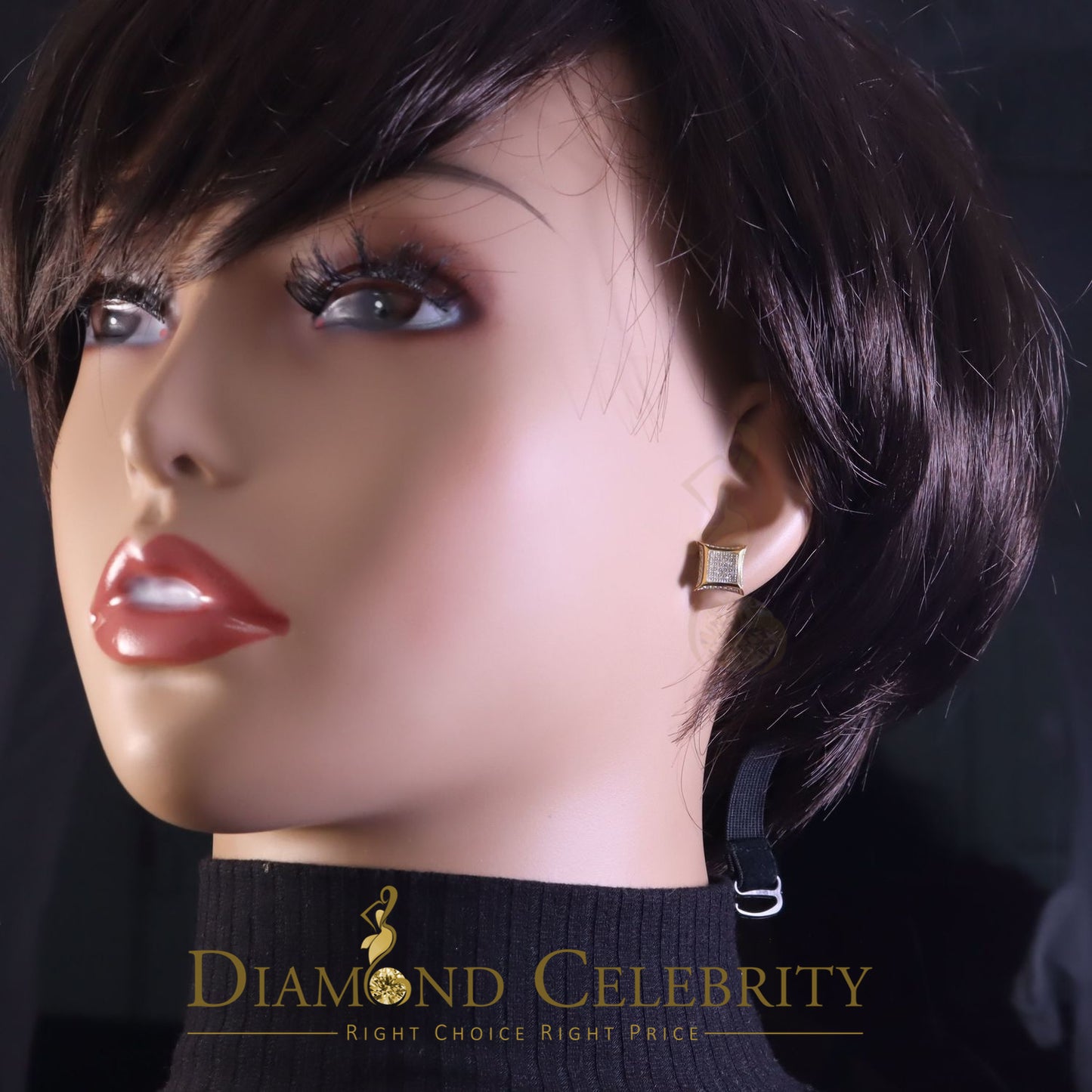 DiamondCelebritees10K Yellow Real Gold Stud Earring with Real 0.20ct Diamond earrings