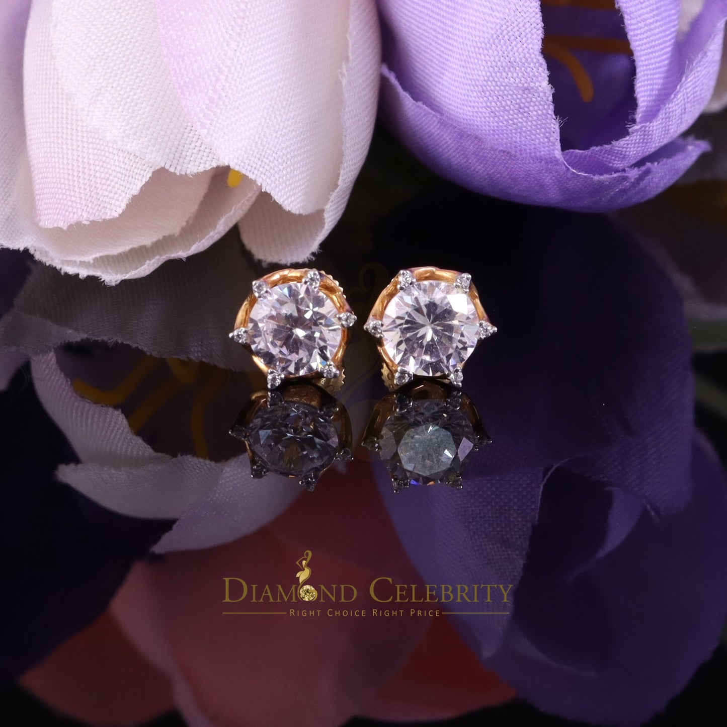 DiamondCelebritees Men's/Womens 925 Silver Yellow 1.50ct VVS 'D' Moissanite Stone Round Earrings