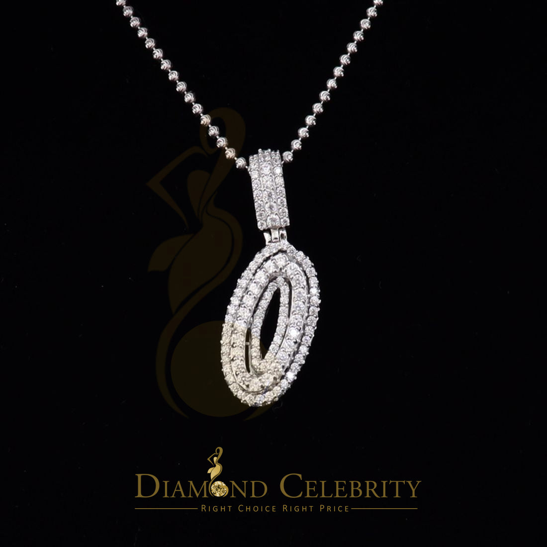 DiamondCelebritees Promise Numeric Number '1' Sterling Silver Pendant White Cubic Zirconia Stone