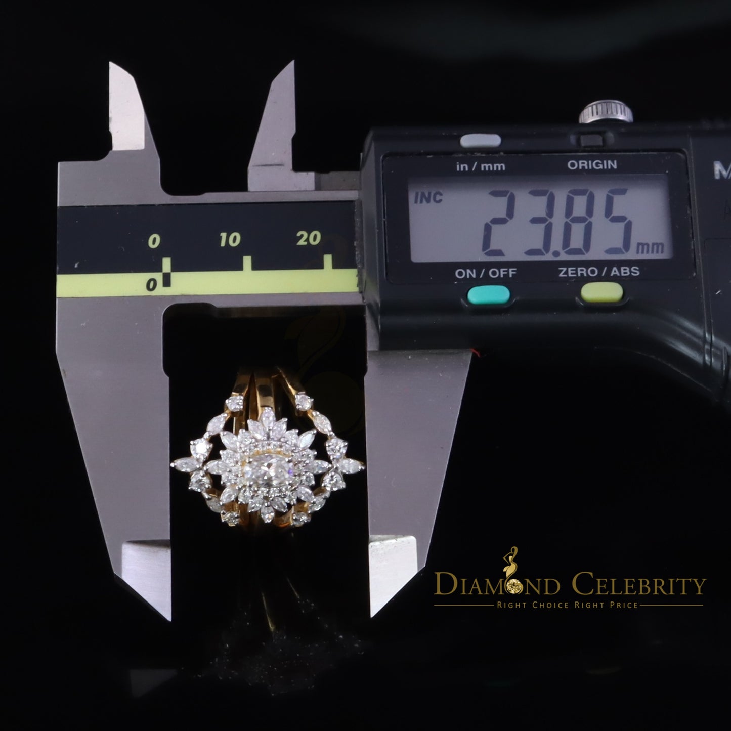 DiamondCelebritees 925 Silver Moissanite Enhancer Guard Wrap 2.00ct Yellow Engagement Ring Size 7