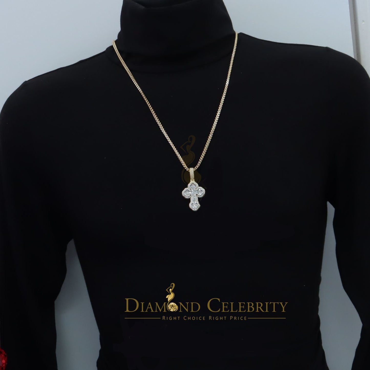 Diamondcelebritees New Yellow Buttony Cross 925 Silver 4.50ct VVS D Moissanite Pendant Men's/Womens