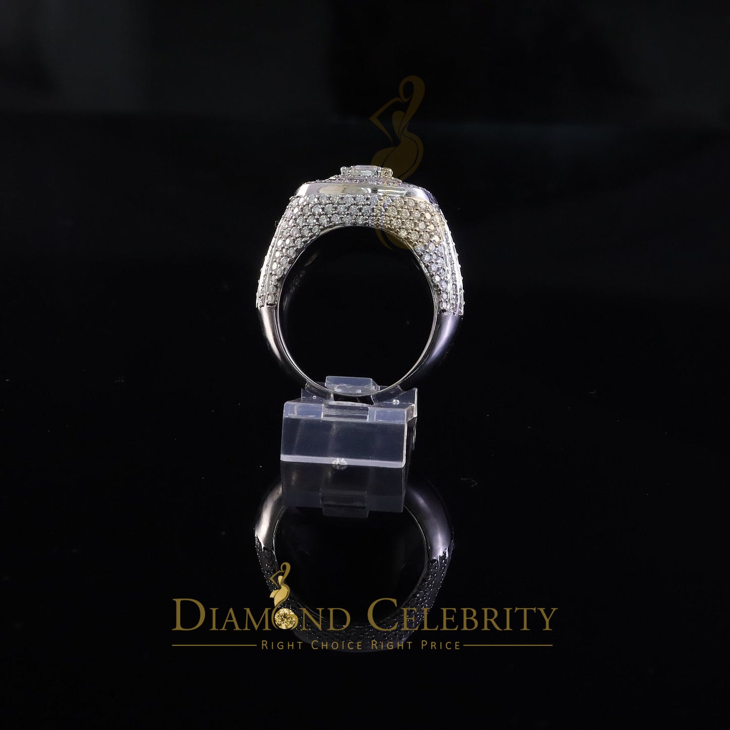 DiamondCelebritees 925 Sterling White Silver 5.50ct VVS 'D' Moissanite Round Rings SZ 10 for Men's