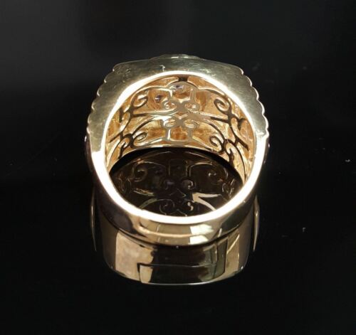 DiamondCelebritees Men's Yellow Silver 1.80ct Round Cubic Zirconia Adjustable Ring From SZ 9 to 11