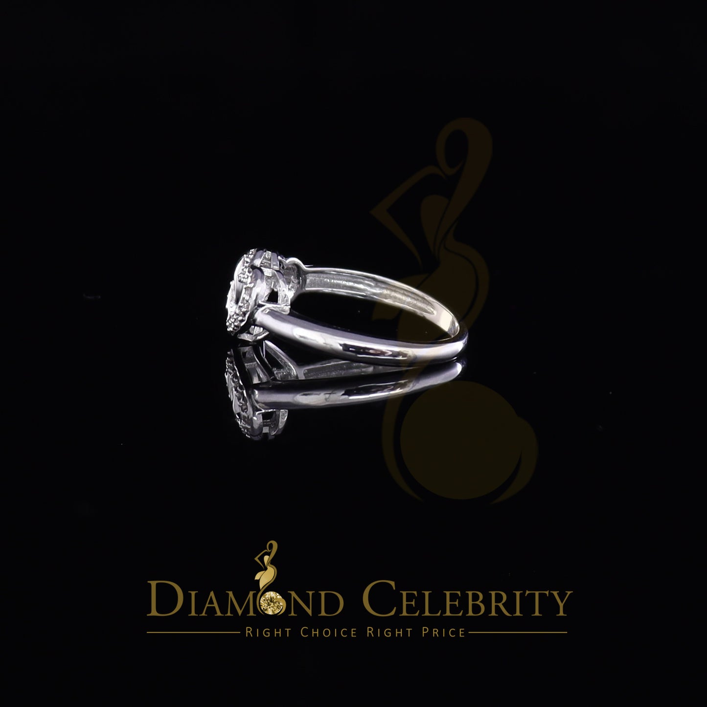 DiamondCelebritees 0.07 CT Real Diamond Womens 925 Sterling White Silver Shine Heart Ring Size 7