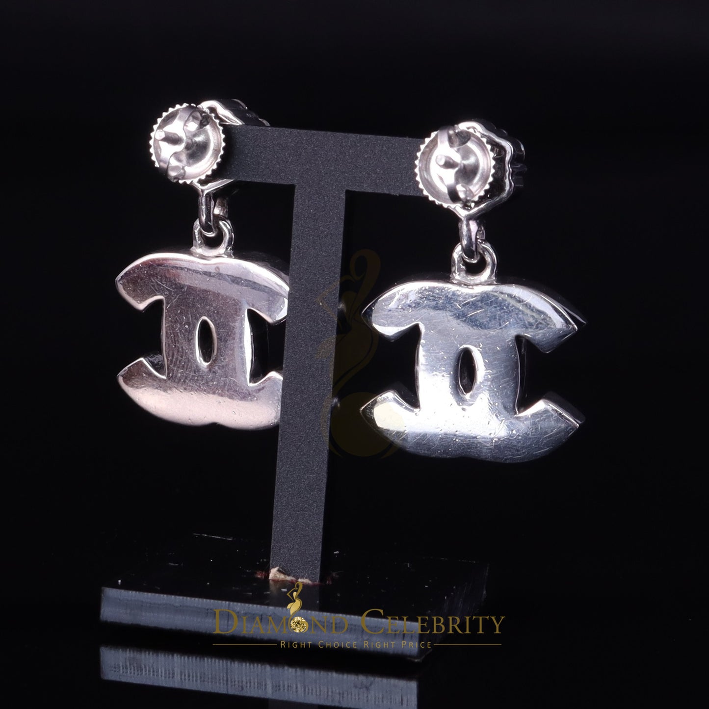 Diamondcelebritees Mens/Womens 925 Silver White 1.00ct VVS 'D' Moissanite Chanel Stud Earrings