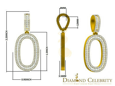 DiamondCelebritees Yellow Sterling Silver Baguette Numeric Number '7' Pendant 3.66ct Cubic Zirconia
