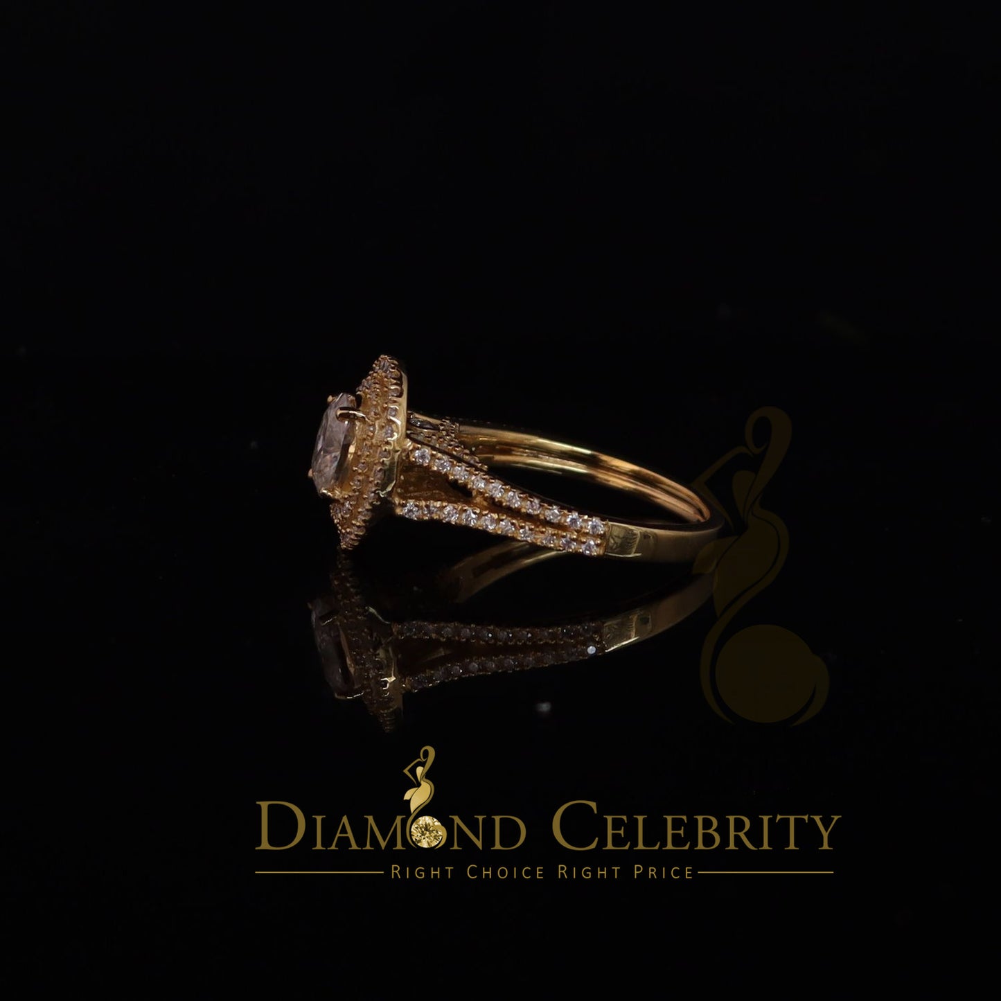 King Of Blings 10K Yellow Gold 2.00CT 'VVS' 'FL' D clr Oval Cut Moissonite Womens Ring S/7