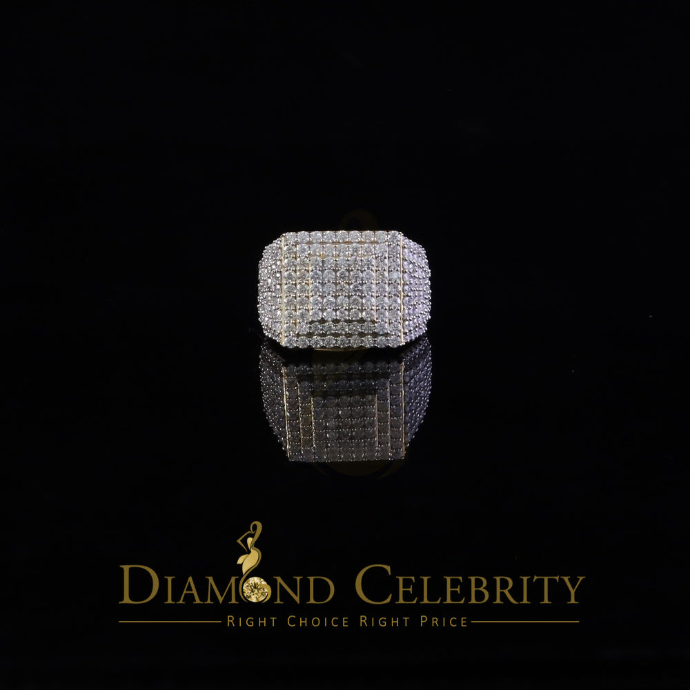 DiamondCelebritees Men's for 925 Sterling Silver 5.00ct VVS 'D' Moissanite Yellow Square Ring SZ 10