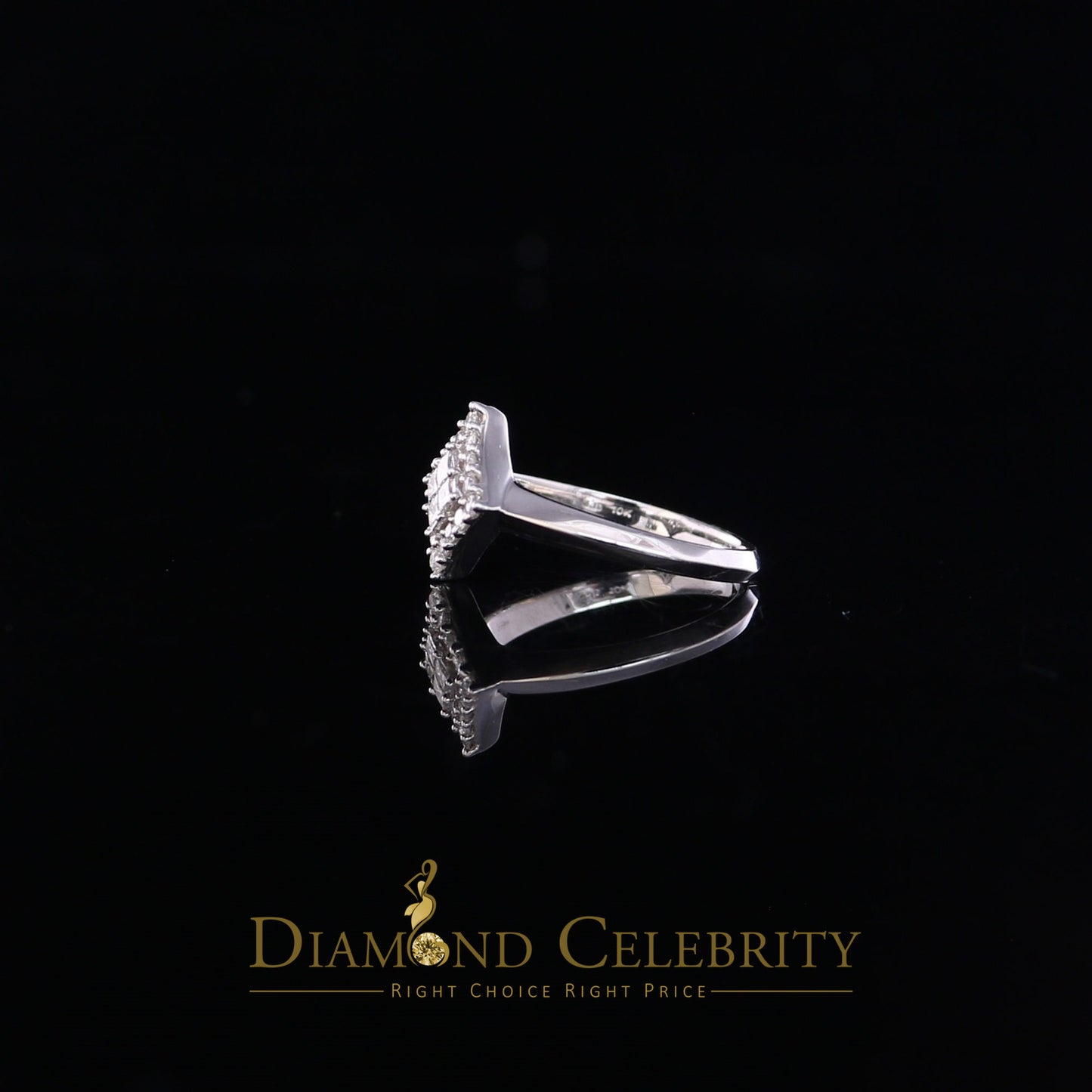 DiamondCelebritees Real 0.50CT Diamond Real 10kt White Gold Womens Ring with KITE Shape Size 6
