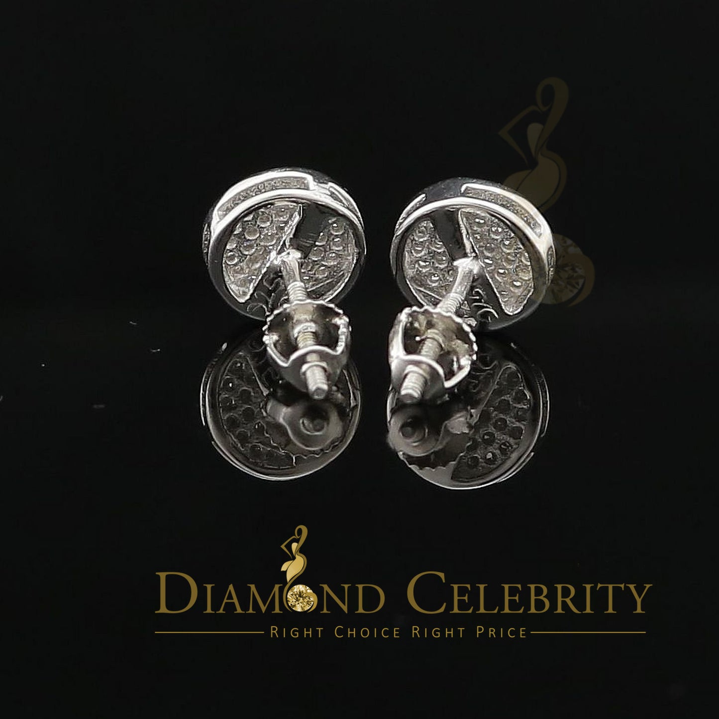 DiamondCelebritees 925 White Silver Hip Hop 0.15ct Diamond For Men's & Women's Round Stud Earrings