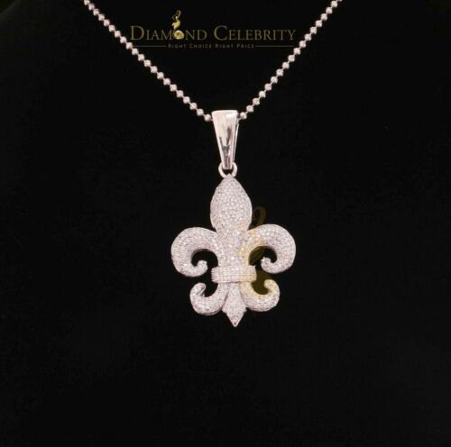 DiamondCelebritees White 925 Sterling Silver Fleur De Lis Shape Pendant with 4.59ct Cubic Zirconia