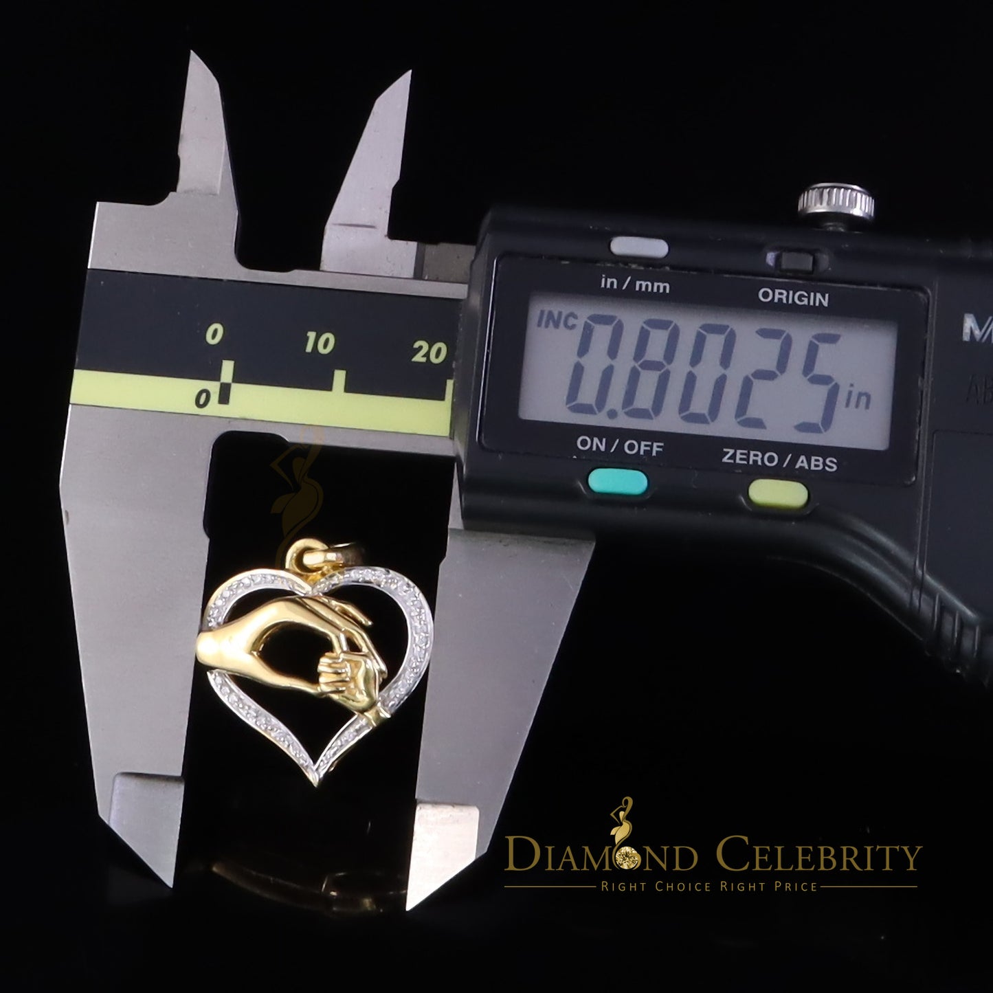 DiamondCelebritees Yellow Silver 0.20ct Cubic Zirconia Heart MOTHER CARING Pendant for Mothers Day