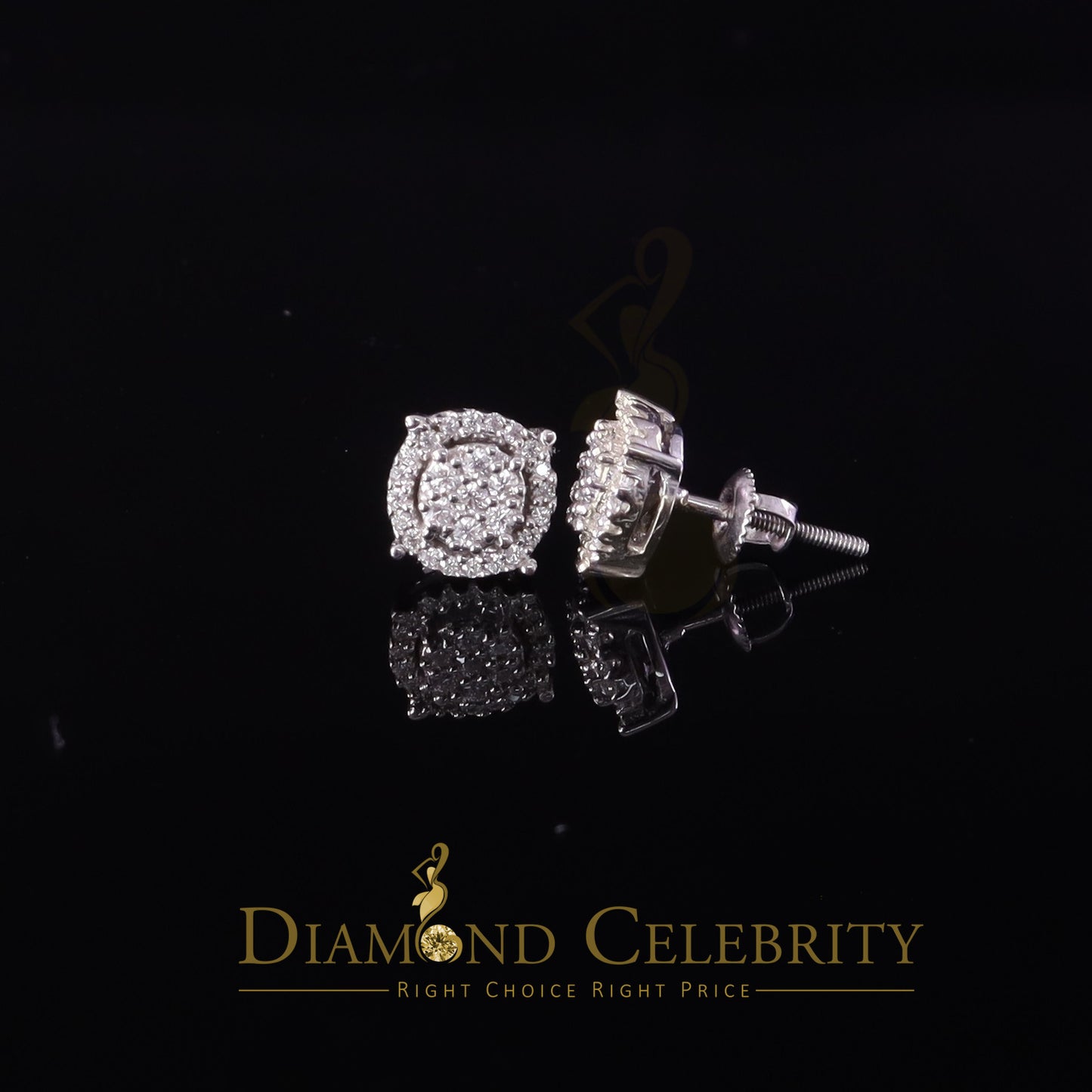 Diamondcelebritees 925 Silver White 0.40ct VVS 'D' Moissanite Round Men's / Womens Stud Earrings