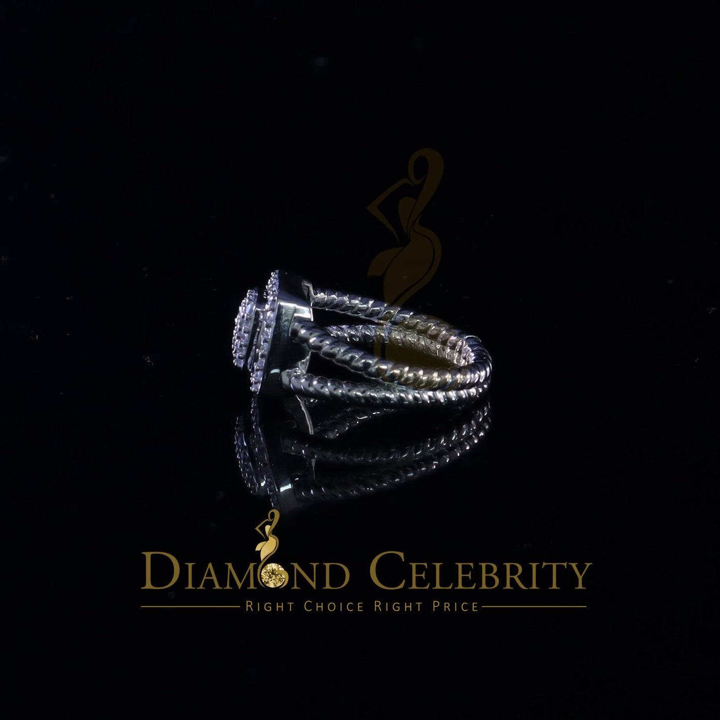 DiamondCelebritees 0.95ct Cubic Zirconia 925 Sterling White Silver Square Womens Ring Size 7.5