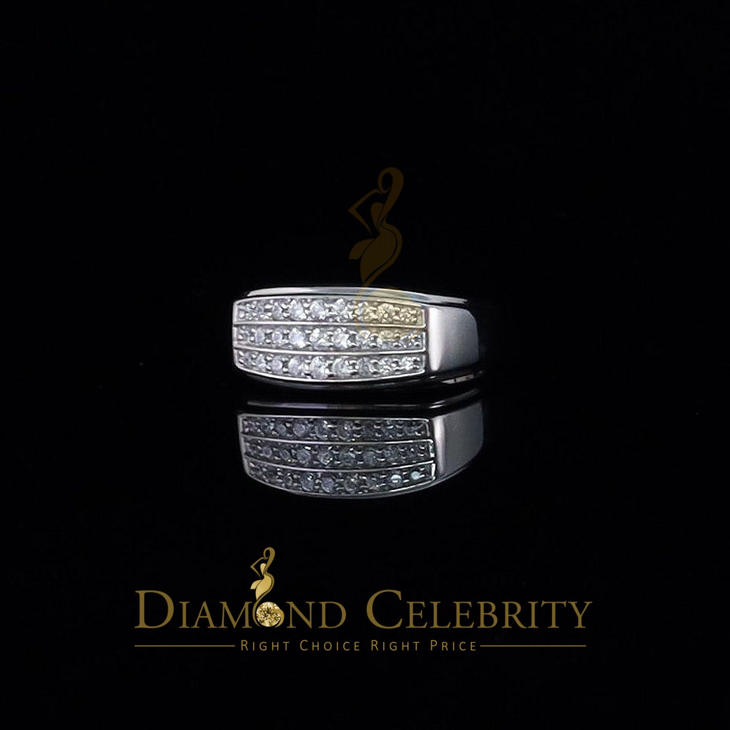 DiamondCelebritees Diamond Celebrity 925 White Sterling Silver 27 Cubic Zirconia Men's Ring Size 8