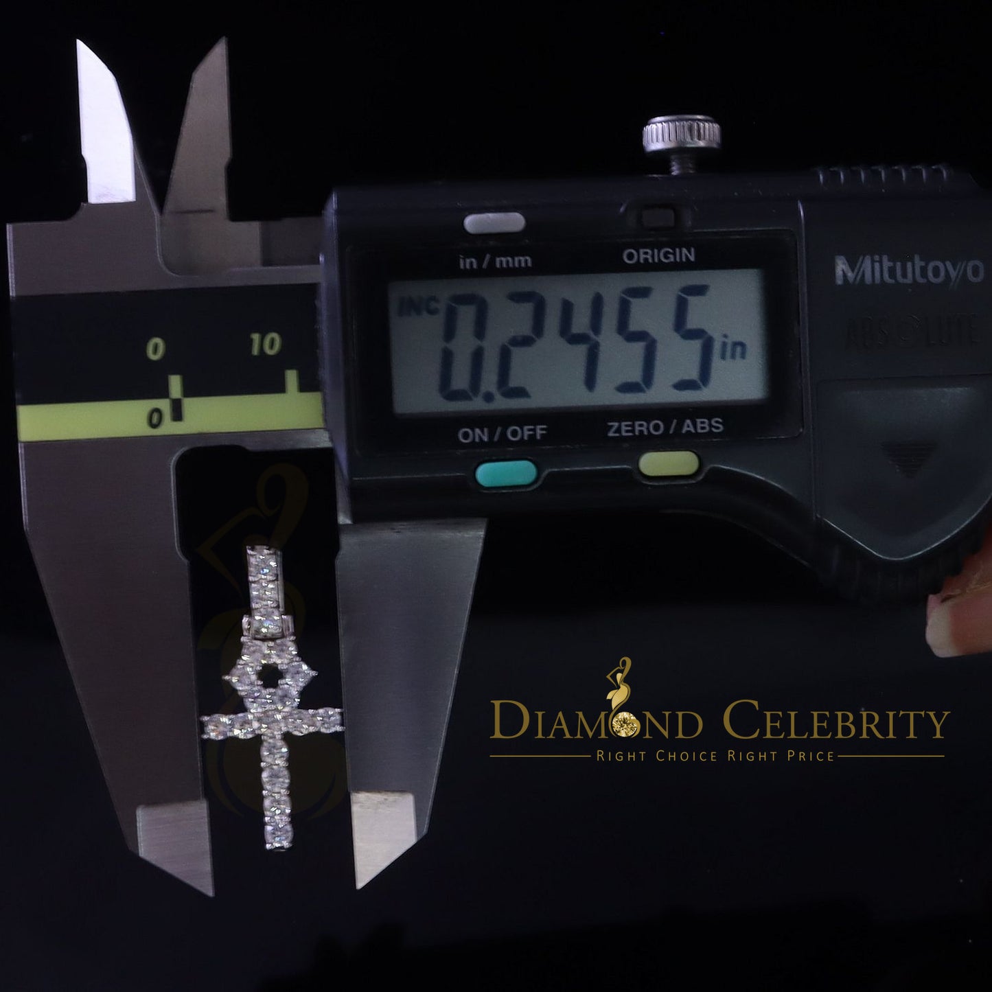 DiamondCelebritees 925 Sterling Silver Style Pendant White Men's ANKH with 1.98ct Cubic Zirconia