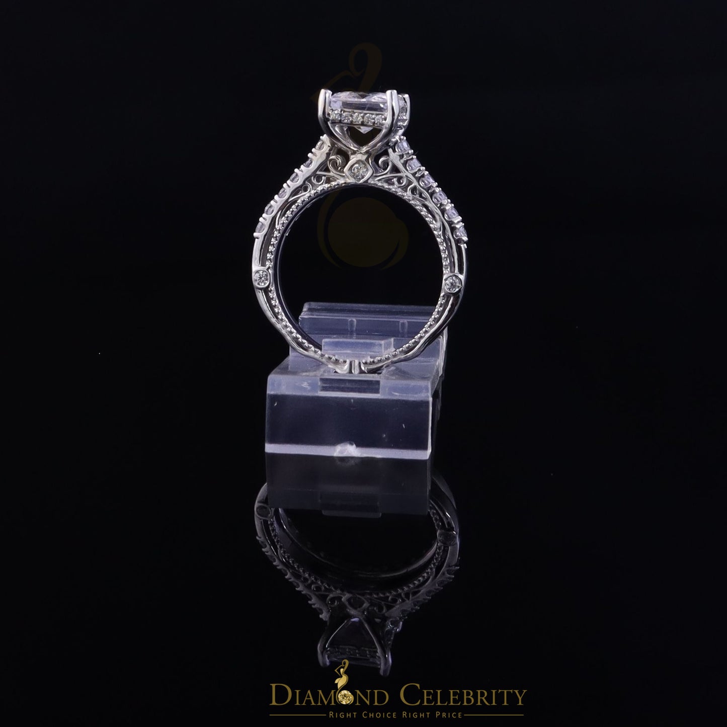 DiamondCelebritees 4.30ct White Cubic Zirconia 925 Sterling Silver Bridal Fashion Womens Ring SZ 7