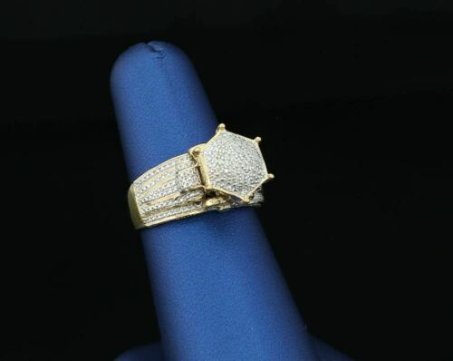 King Of Bling's 0.20 CT Real Diamond Womens 925 Sterling Silver Yellow Ring Cocktail Size 8