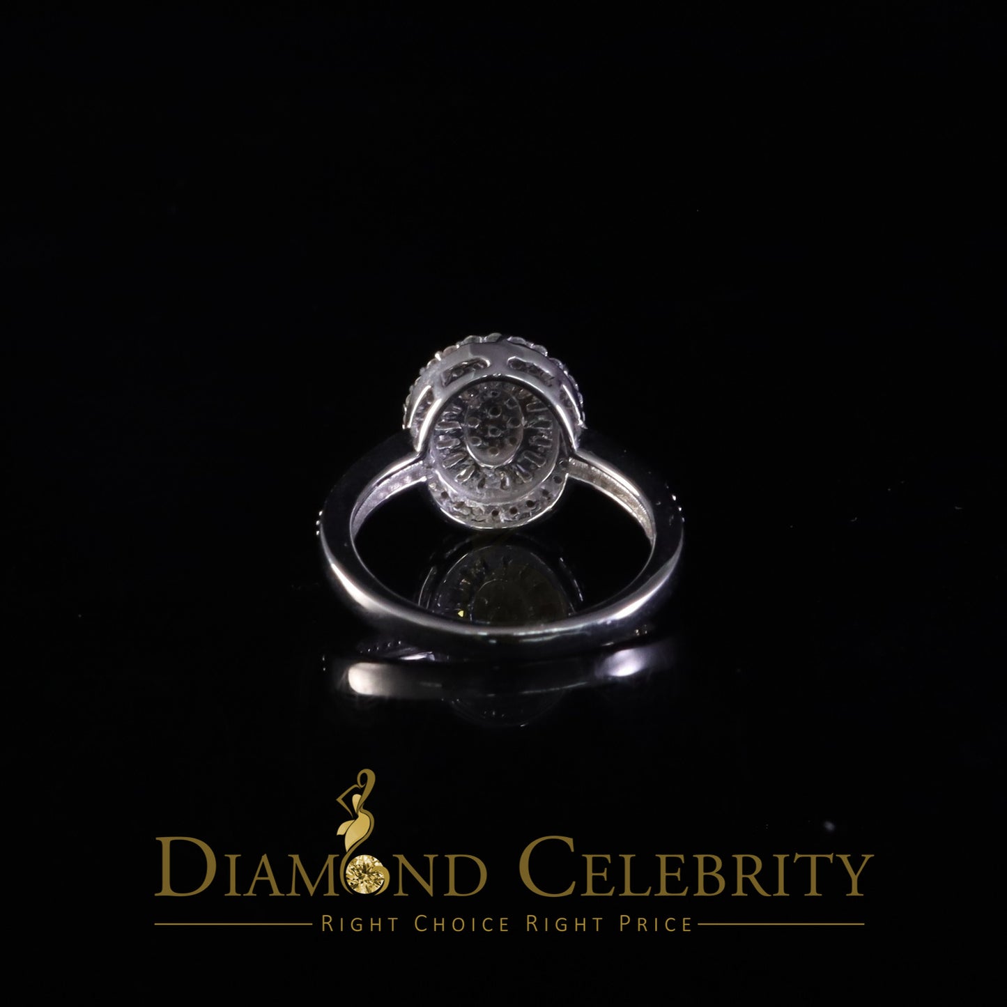 DiamondCelebritees Women Oval Shape 925 White Silver 1.00ct VVS 'D' Baguette Moissanite Ring Size 7