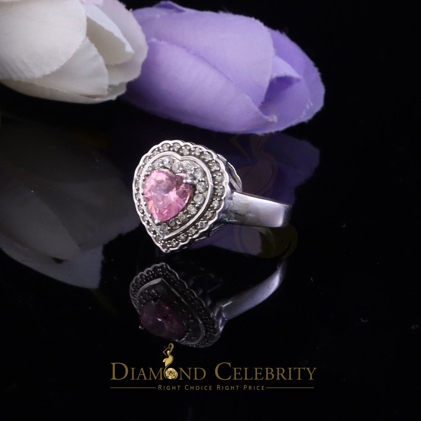 DiamondCelebritees 925 White Sterling Silver 3.90ct Cubic Zirconia Promise Heart Ring Size 7.5