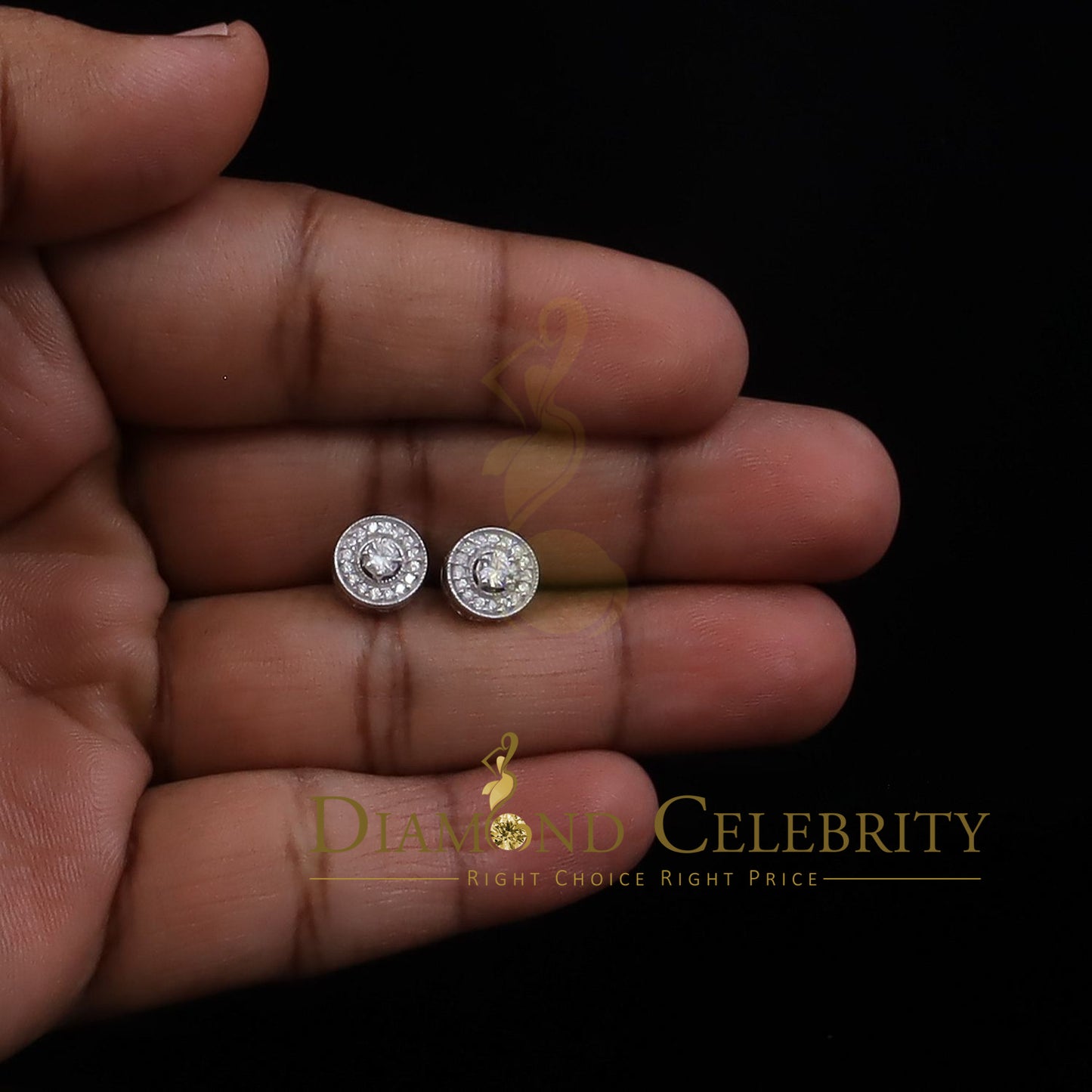 DiamondCelebritees White 0.82ct Sterling Silver 925 Cubic Zirconia Women's Hip Hop Round Earrings