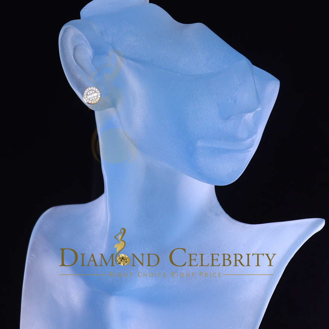 DiamondCelebritees 1.00ct VVS 'D' Moissanite Men's/Womens Sterling Silver Yellow Round Stud Earring