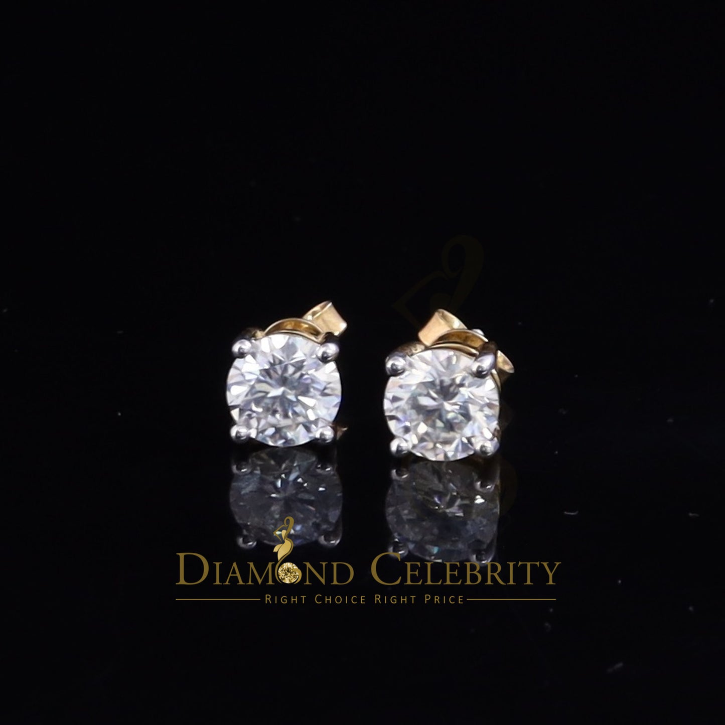 DiamondCelebritees Mens & Womens stud 925 silver Yellow 3.00ct VVS 'D' Color Moissanite Earrings