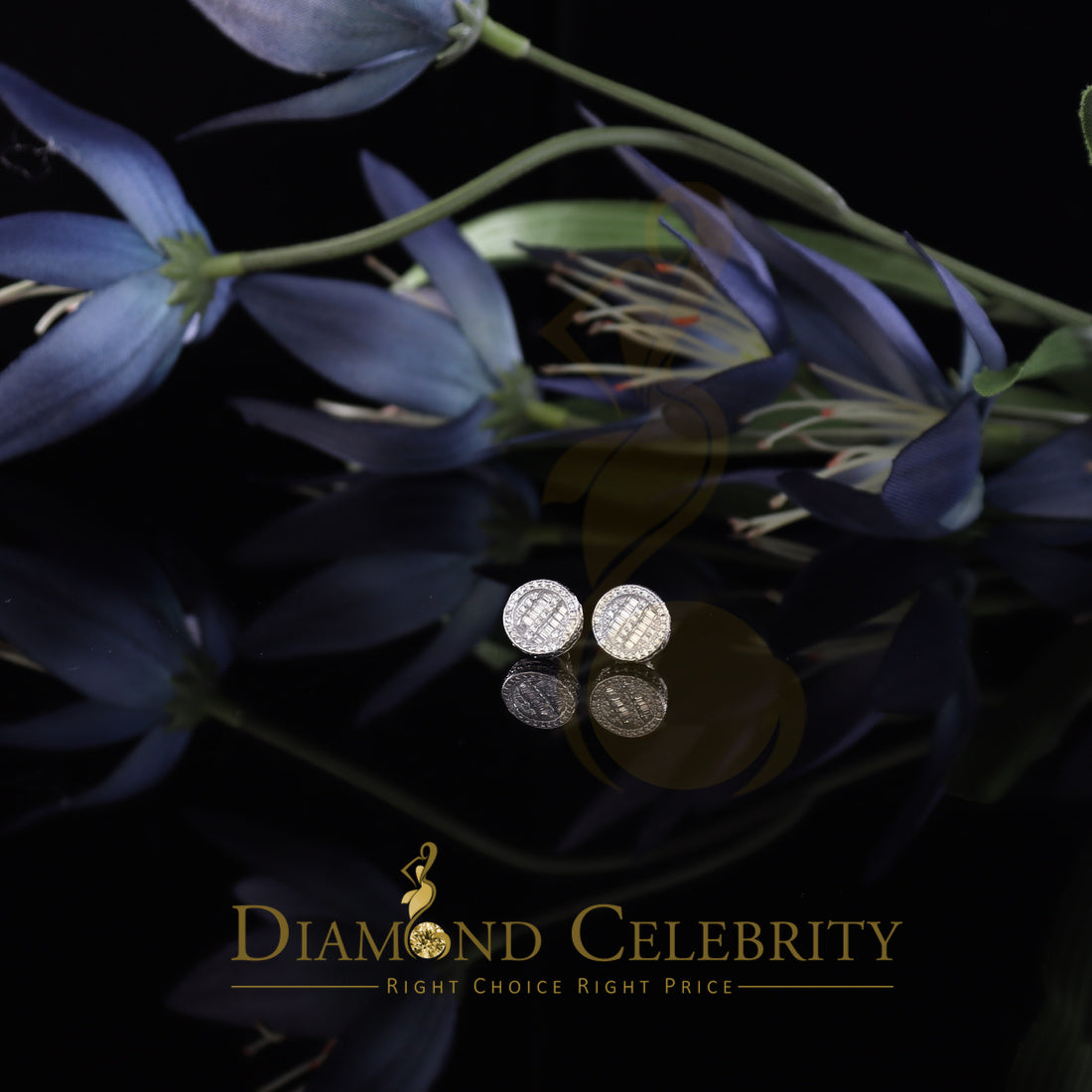 Diamondcelebritees 0.50ct VVS 'D' Moissanite Men's/Womens 925 White Silver Round Stud Earrings