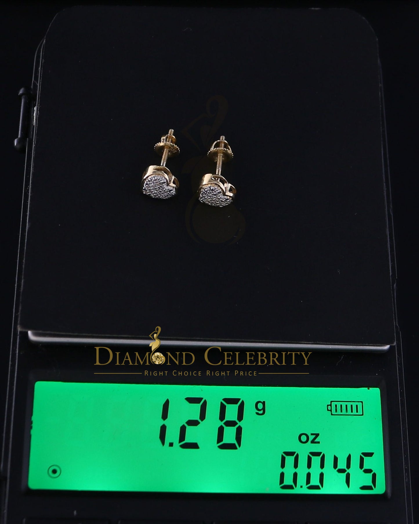 DiamondCelebritees Aretes Para 925 Sterling Yellow Silver 0.12ct Diamond Women & Men Stud Earring