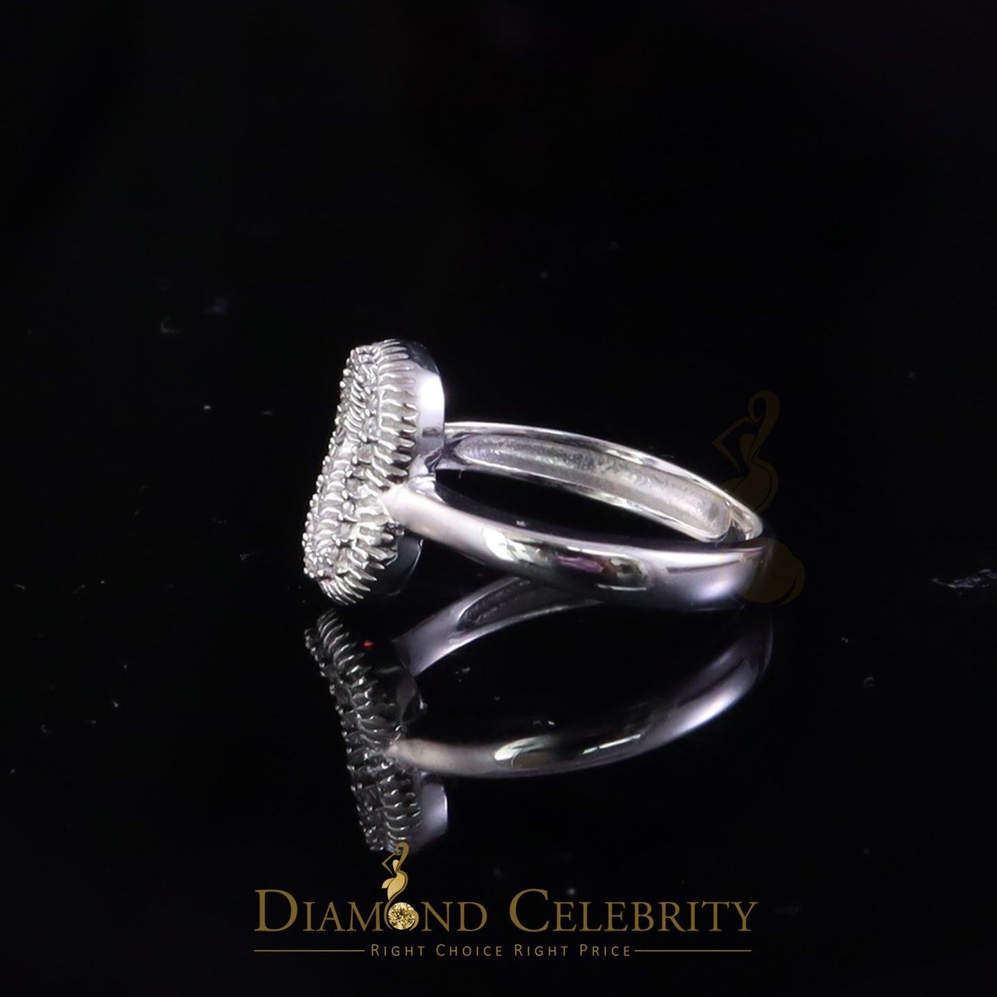 DiamondCelebritees White 925 Sterling Silver 0.22ct Cubic Zirconia Promise Heart Women's Ring SZ 7