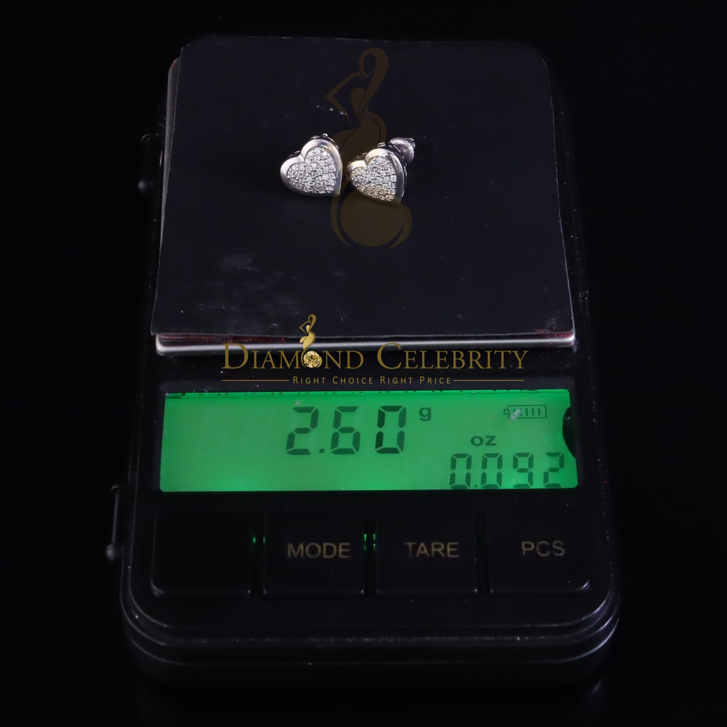 DiamondCelebritees 925 Sterling White Silver 0.71ct Cubic Zirconia Heart Women's Stud Earrings