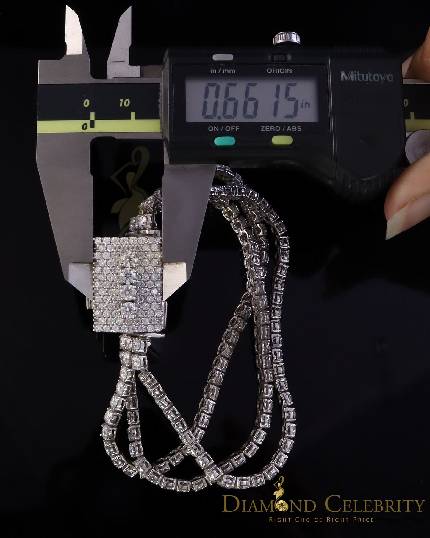 Diamondcelebritees Silver White 32ct Moissanite Round Triple Line Tennis Bracelet 4mmThick 8" Long