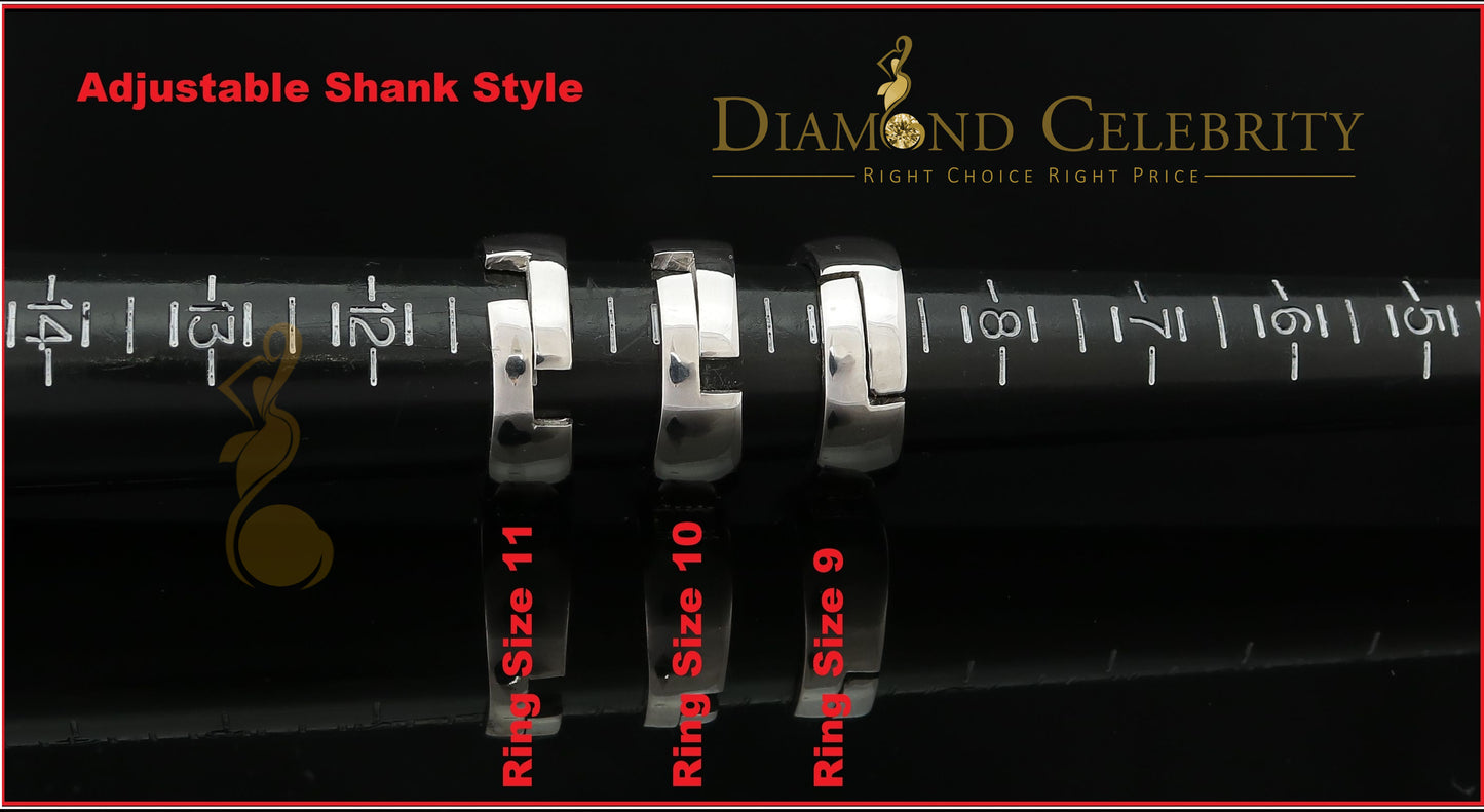 DiamondCelebritees Men's White Silver 1.80ct Round Cubic Zirconia Adjustable Ring From SZ 9 to 11