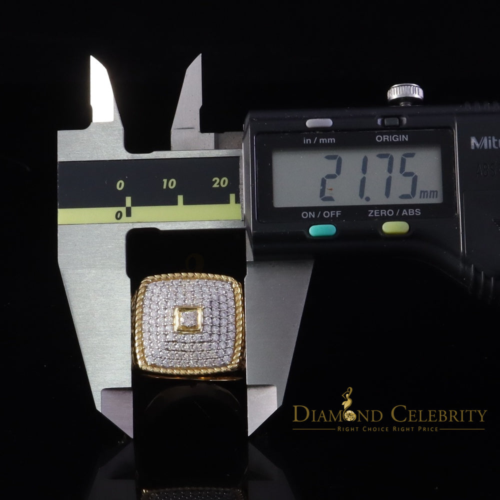 DiamondCelebritees Sterling Yellow Silver 3.00ct VVS 'D' Moissanite Square Rings Size 10 for Men's
