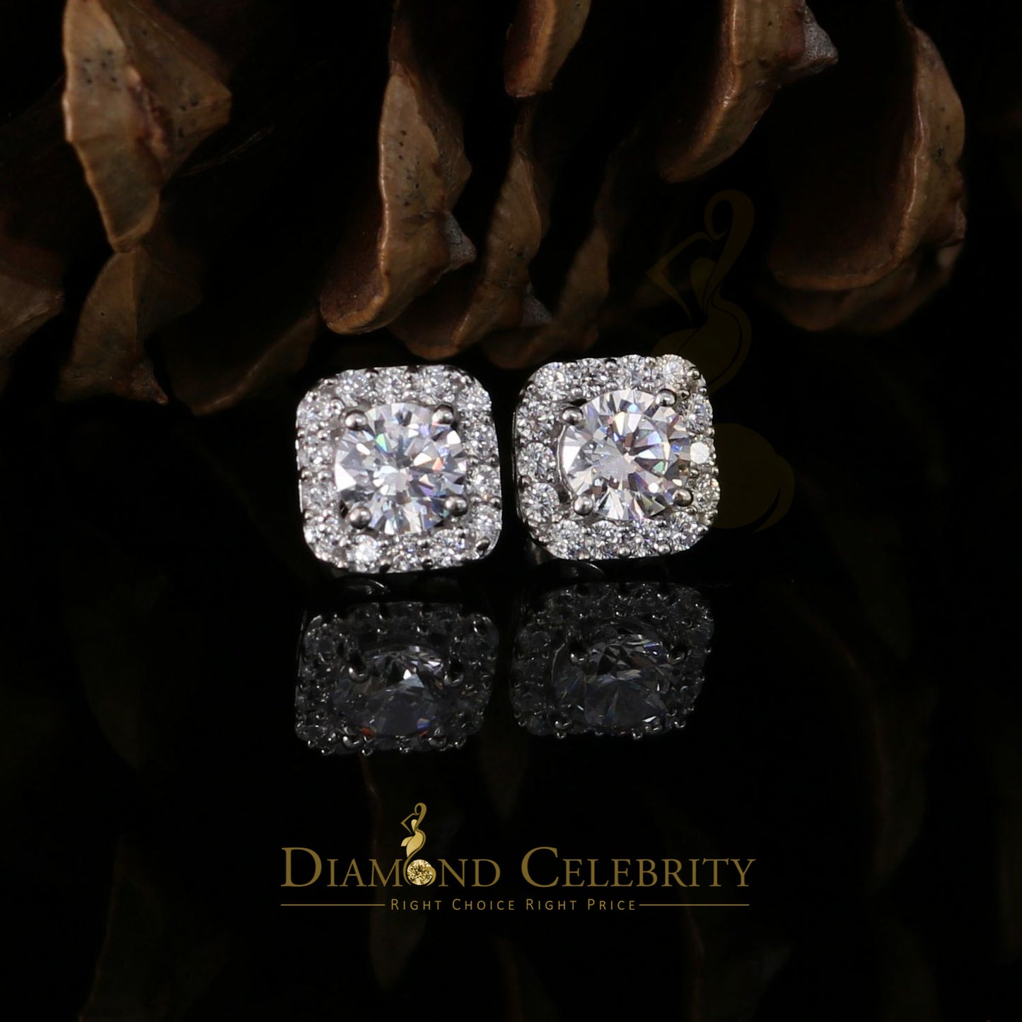 DiamondCelebritees White 3.8ct Cubic Zirconia 925 Sterling Silver Women's & Men's Square Earrings