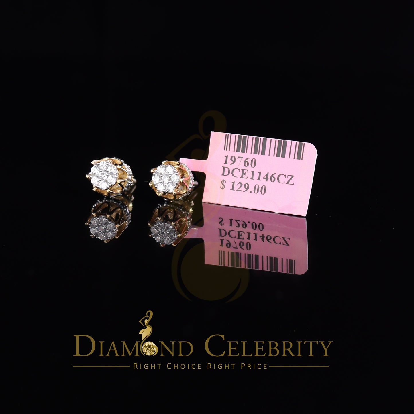 DiamondCelebritees Yellow 925 Silver Sterling 0.36ct Cubic Zirconia Hip Hop Floral Women's Earrings