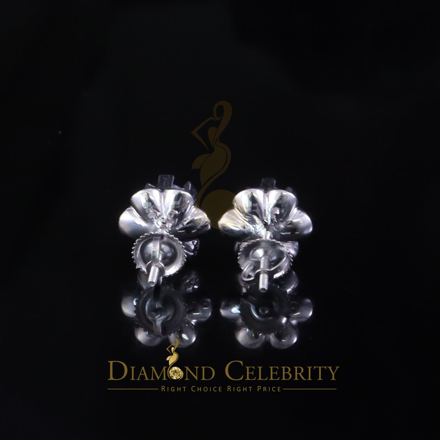 Diamondcelebritees 925 Silver Moissanite 1.00ct Buttercup Stud Earrings for Men and Women