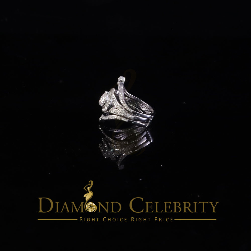 DiamondCelebritees White Silver1.75ct VVS D Pear 925 Moissanite Enhancer Guard Wrap Insert Ring SZ7
